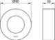 Runde Rosette von Keuco in technischem Design, mit einem Durchmesser von 90 mm und einer Höhe von 35 mm, abgebildet in Draufsicht und Seitenansicht.
